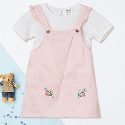 max Girls Floral Printed Cotton Pinafore Dress With Top-37