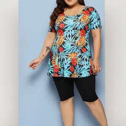 BAESD Printed Plus Size Swimming Dress-71