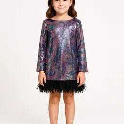 Alyaansh Couture Girls Embellished Sequined Georgette Sheath Dress-picture-15