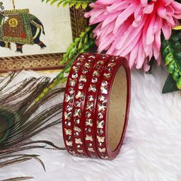 TAJ BRIDAL STORE 4-Pcs Kundan Studded Bangles-image-20