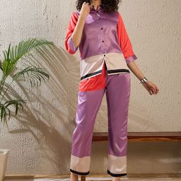 StyleStone Colourblocked Shirt Collar Neck Shirt With Trousers Co-Ords-image-30
