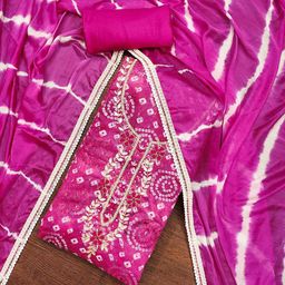 SHADOW & SAINING Bandhani Printed Gotta Patti Semi-Stitched Dress Material-image-70