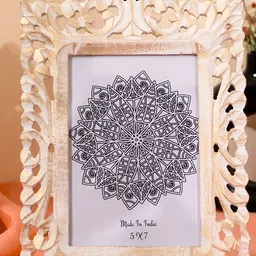 THREADVIBE LIVING White & Brown Textured Wooden Table Photo Frame-27