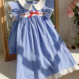 LULU & SKY Checked Peter Pan Collar A-Line Dress-56