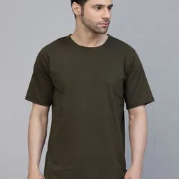 Metronaut Men Solid Round Neck Pure Cotton Oversized T-shirt-picture-24