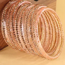 LAVAZZA Set Of 10 Fancy Glass Crystals Studded Bangles-2