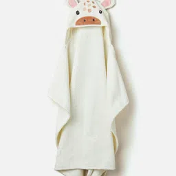 Juniors by Babyshop Kids Cream Giraffe Applique Printed Hooded Cotton 210 GSM Bath Towel-28