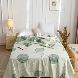 JC HOME Green & Olive Green Geometric AC Room 350 GSM Double Bed Quilt-image-22