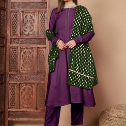 Anouk Rustic Women Printed Sequinned Crepe Anarkali Kurta-image-35