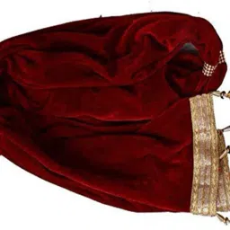 Cotton Blend Embellished Maroon Men Dupatta-0