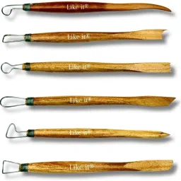 6PCS Single -Sided Wooden Handle Clay Pottery Wire Loop Sculpture Tools Set-image-57