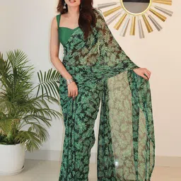 Sitanjali Floral Pure Georgette Bagh Saree image 1