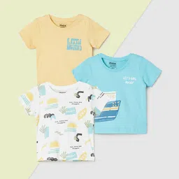 max Boys 3 Printed V-Neck Applique T-shirt-19