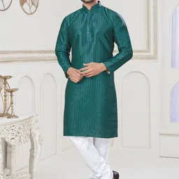 OUTLUK Men Printed Regular Pure Silk Kurta with Pyjamas-picture-13