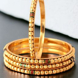 LUCKY JEWELLERY Set Of 4 Gold-Plated Bangles-image-54