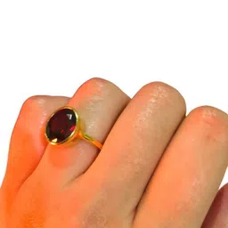 GenZcomplex Gold-Plated Brass Garnet Finger Ring-image-51