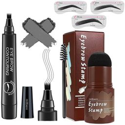 Adbeni Set Of 2 Eyebrow Pen& Hair Stamp Powder- Black-30