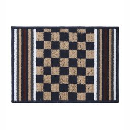 Status IRIS Blue & Beige Checked Rectangular Shaped Anti Slip Doormat image 3