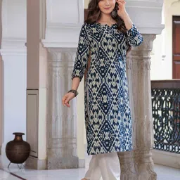 BKApparels Women Floral Printed Mirror Work Kurta-picture-2