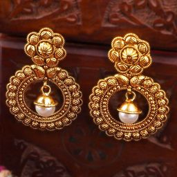 Anouk White Gold-Plated Artificial Beads Beaded Contemporary Shaped Drop Earrings-33