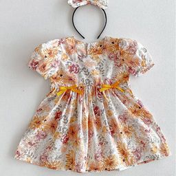LULU & SKY Floral Print Flutter Sleeve Fit & Flare Dress-image-80