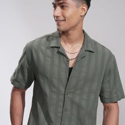 HIGHLANDER Men Comfort Horizontal Stripes Opaque Striped Casual Shirt-picture-4