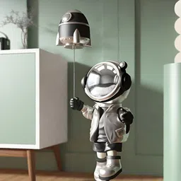 SMOKEY COCKTAIL Silver-Toned And Black Astronaut With Rocket Figurine Showpiece-image-48
