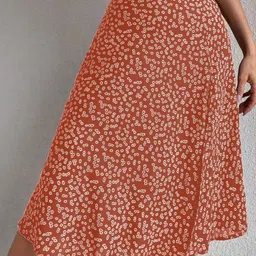 KPOP Printed A-Line Knee Length Skirt-image-79