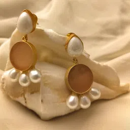 RaasRani Brass-Plated Teardrop Shaped Drop Earrings-33