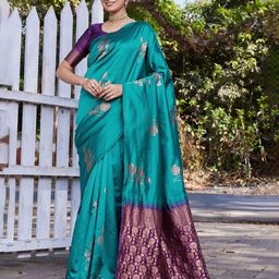 PHEASANT Woven Design Silk Blend Saree-image-57