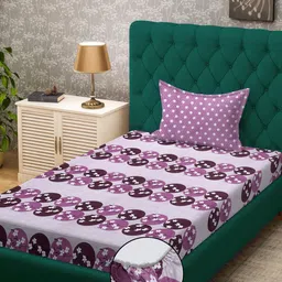 KLOTTHE Purple Floral Cotton Single Bedsheets-picture-20