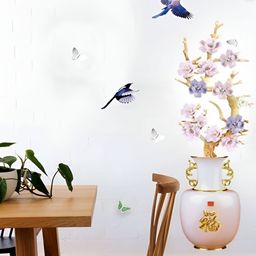 Asian royal White & Blue Floral Printed Water Proof Wall Sticker-image-100