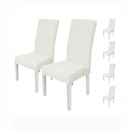 HOUSE OF QUIRK  6-Pcs White  Chair Covers-image-62
