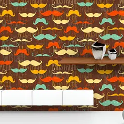 ArtzFolio Printed UV-Resistant Anti-Bacterial Vintage Mustache Peel & Stick Wallpaper-picture-38