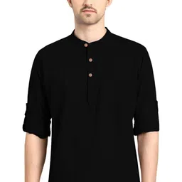 AMRIT TOP WEAR Mandarin Collar Organic Cotton Straight Kurta-picture-14