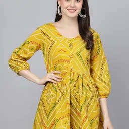 BAESD Women Ethnic Motifs Printed Puff Sleeve Pure Cotton Peplum Top-image-37