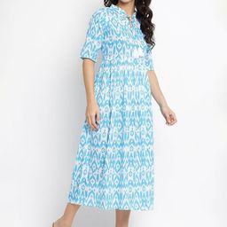 Asparsh Ethnic Motifs Printed Tie-Up Neck Cotton Anarkali Kurta-image-30