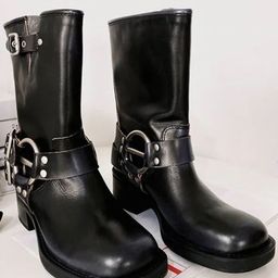 MONRSH Women Casual Block-Heeled Biker Boots-picture-49