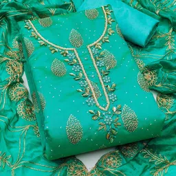 SHADOW & SAINING Floral Printed Beads and Stones Unstitched Dress Material-image-51