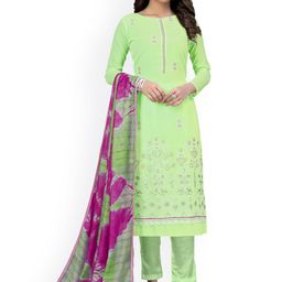 HERE&NOW Floral Embroidered Thread Work Silk Georgette Unstitched Dress Material-image-89