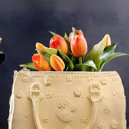 SMOKEY COCKTAIL Yellow & Green French Couture Bag Vase Curio Showpiece-image-49