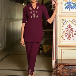 DISHWA FASHION Printed Mandarin Collar Tunic With Trousers Co-Ords-picture-46