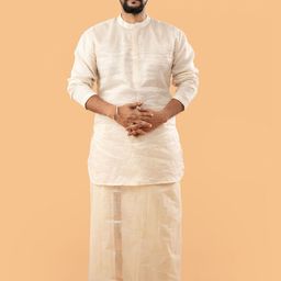 DISHA CREATIONZ Self Design Empire Kurta With Mundu-image-15