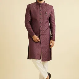 Manyavar Men Self-Design Long Sleeves Sherwani Set-image-99