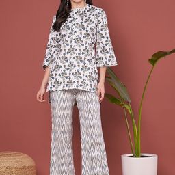 ETC Floral Printed Pure Cotton Tunic Top With Palazzo-51