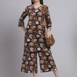 aayusika Printed Cotton V-Neck Tunic With Trouser Co-Ords-image-65