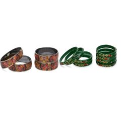 SOMIL Set Of 12 Stones Studded Glass Bangles-picture-32