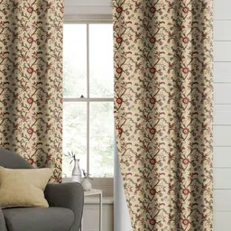 Myntra Elegant Homes Brown & Red 2 Pieces Floral Printed Black Out Long Door Curtains-image-6