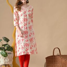 BKApparels Women Floral Printed Daily Cotton Straight Kurta-58