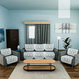 Aura Grey & White Cotton Sofa Cover-image-87
